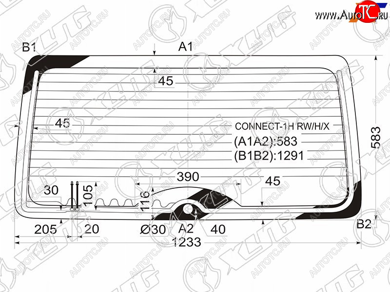 9 549 р. Стекло заднее (Цвет зеленый Обогрев) Ford Tourneo Connect 02-13 XYG CONNECT-1H RW/H/X  с доставкой в г. Майкоп