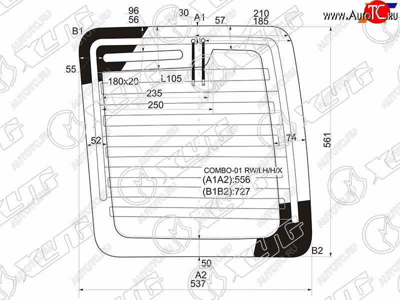 6 599 р. Стекло заднее (Цвет зеленый Обогрев) Opel Combo 01-11 XYG COMBO-01 RW/LH/H/X  с доставкой в г. Майкоп