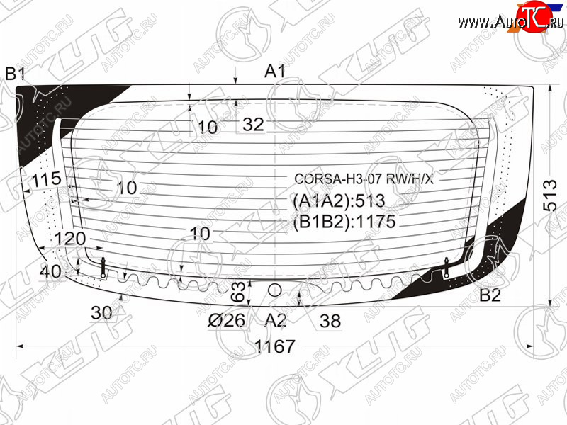 9 749 р. Стекло заднее (Цвет зеленый Обогрев 3D HBK) Opel Corsa 06-14 XYG CORSA-H3-07 RW/H/X  с доставкой в г. Майкоп