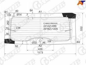 10 999 р. Стекло заднее (Цвет зеленый Обогрев) Ford C-MAX 03-10 XYG C-MAX RW/H/X  с доставкой в г. Майкоп. Увеличить фотографию 2