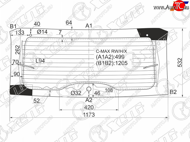 10 999 р. Стекло заднее (Цвет зеленый Обогрев) Ford C-MAX 03-10 XYG C-MAX RW/H/X  с доставкой в г. Майкоп
