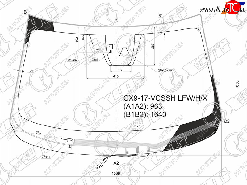12 649 р. Стекло лобовое (Обогрев щеток Камера Датчик дождя Молдинг) Mazda CX-9 15-21 XYG CX9-17-VCSSH LFW/H/X  с доставкой в г. Майкоп