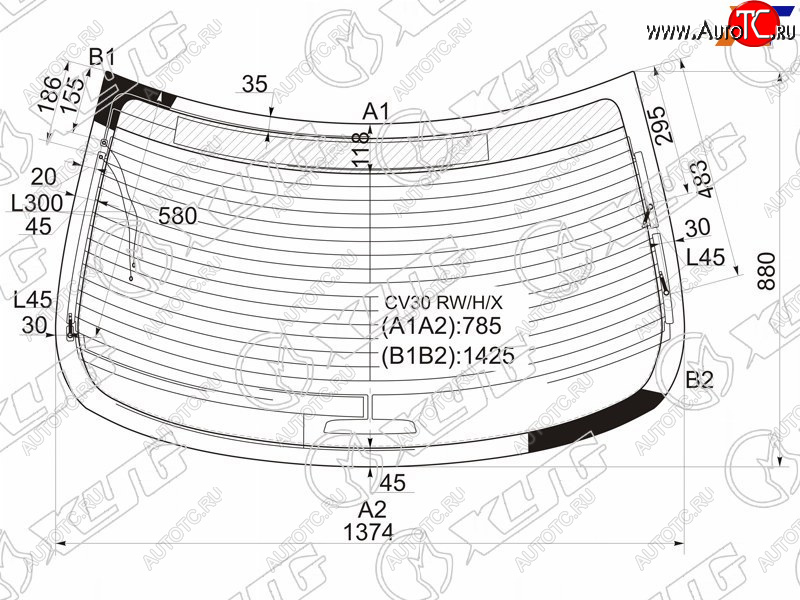 9 749 р. Стекло заднее (Цвет зеленый Обогрев Антенна) Lexus ES 01-06  Toyota Windom 01-06 XYG CV30 RW/H/X  с доставкой в г. Майкоп