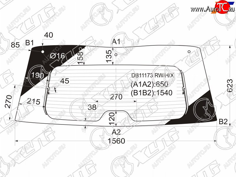 12 449 р. Стекло заднее (Цвет зеленый Обогрев) Chevrolet Tahoe 06-14  Cadillac Escalade 06-15  Chevrolet Su XYG DB11173 RW/H/X  с доставкой в г. Майкоп