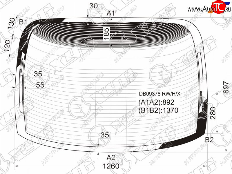 5 849 р. Стекло заднее (Цвет зеленый Обогрев Антенна) Chrysler 300M 98-04 XYG DB09378 RW/H/X  с доставкой в г. Майкоп
