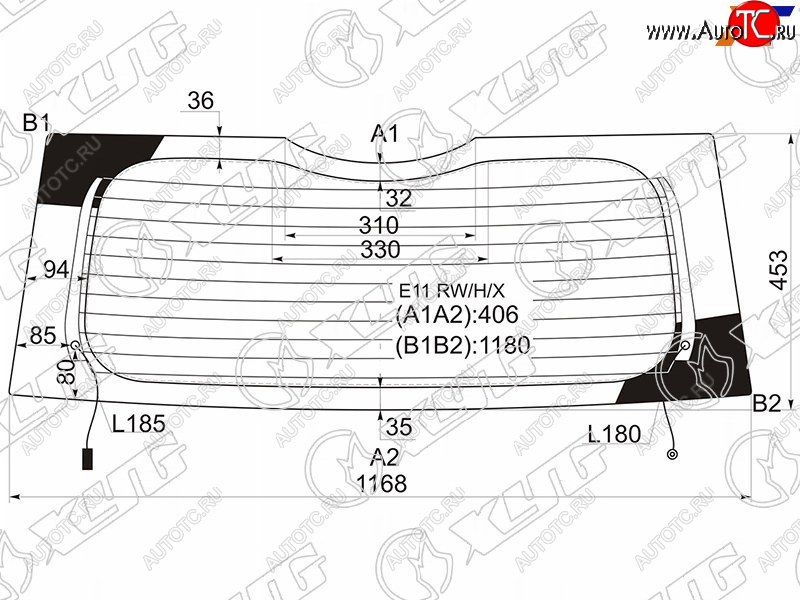 4 649 р. Стекло заднее (Цвет зеленый Обогрев) Nissan Note 05-13 XYG E11 RW/H/X  с доставкой в г. Майкоп
