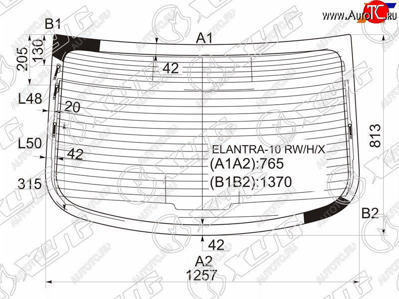 7 999 р. Стекло заднее (Цвет зеленый Обогрев Антенна) Hyundai Elantra 10-16  Avante 10-15 XYG ELANTRA-10 RW/H/X  с доставкой в г. Майкоп