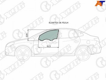 2 599 р. Стекло боковое опускное (Спереди Слева Цвет зеленый) Hyundai Elantra 06-12  Avante 06-11 XYG ELANTRA-06 FD/LH  с доставкой в г. Майкоп. Увеличить фотографию 1