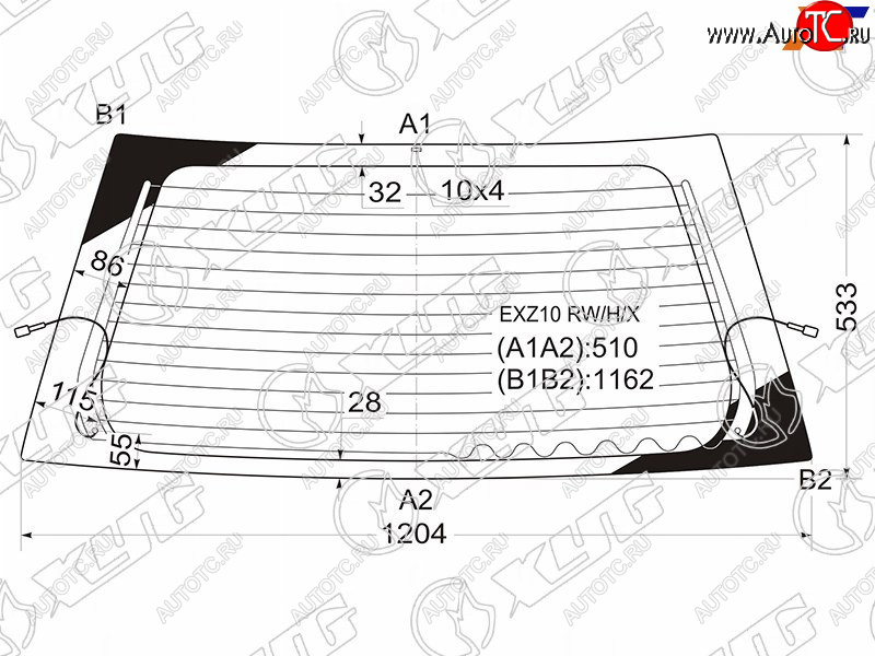 8 749 р. Стекло заднее (Цвет зеленый Обогрев) Toyota Raum 97-03 XYG EXZ10 RW/H/X  с доставкой в г. Майкоп