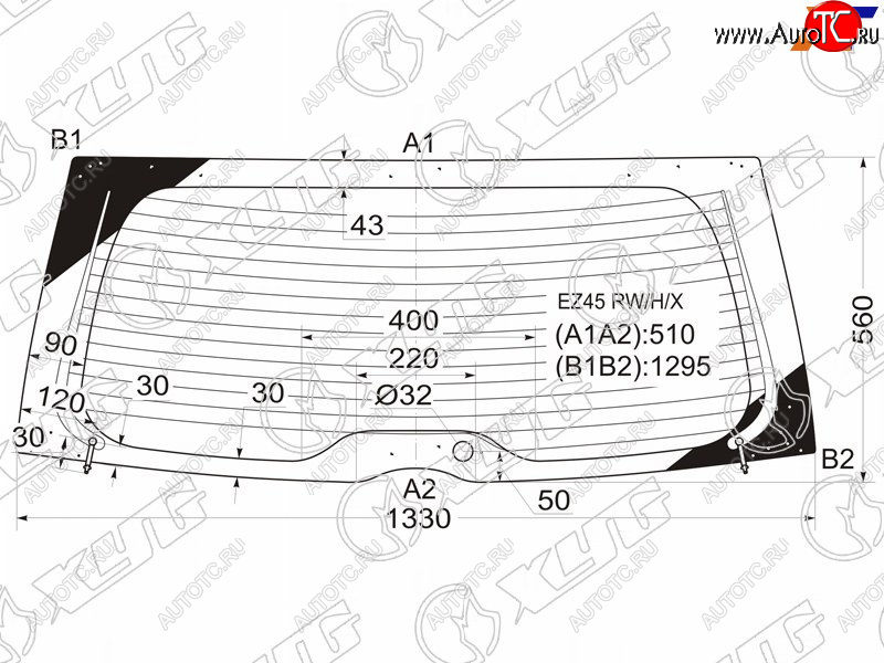 13 949 р. Стекло заднее (Цвет зеленый Обогрев) Mitsubishi Grandis 03-09 XYG EZ45 RW/H/X  с доставкой в г. Майкоп