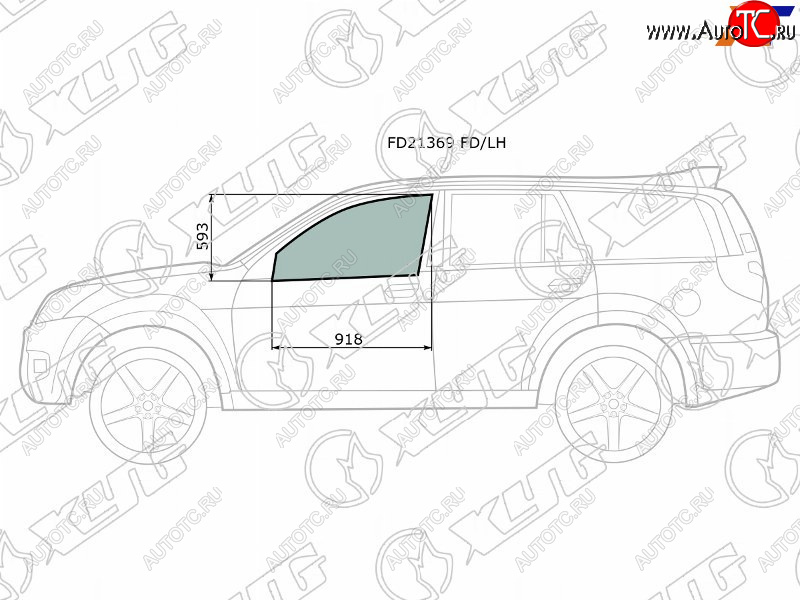 3 079 р. Стекло боковое опускное (Спереди Слева Цвет зеленый) Great Wall Hover 05-10  Hover H3 10-16  Hov XYG FD21369 FD/LH  с доставкой в г. Майкоп