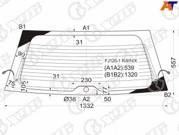 6 449 р. Стекло заднее (Цвет зеленый Обогрев) Toyota Land Cruiser Prado (J120) 02-09  Lexus GX 02-09 XYG FJ120-1 RW/H/X  с доставкой в г. Майкоп. Увеличить фотографию 1