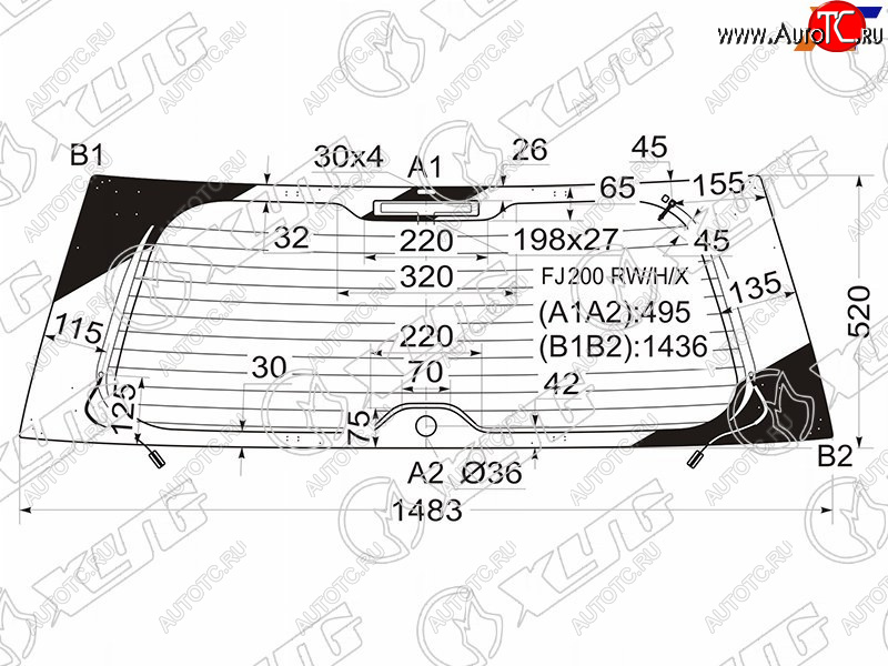 8 649 р. Стекло заднее (Цвет зеленый Обогрев Антенна) Toyota Land Cruiser (J200) 07-21 XYG FJ200 RW/H/X  с доставкой в г. Майкоп