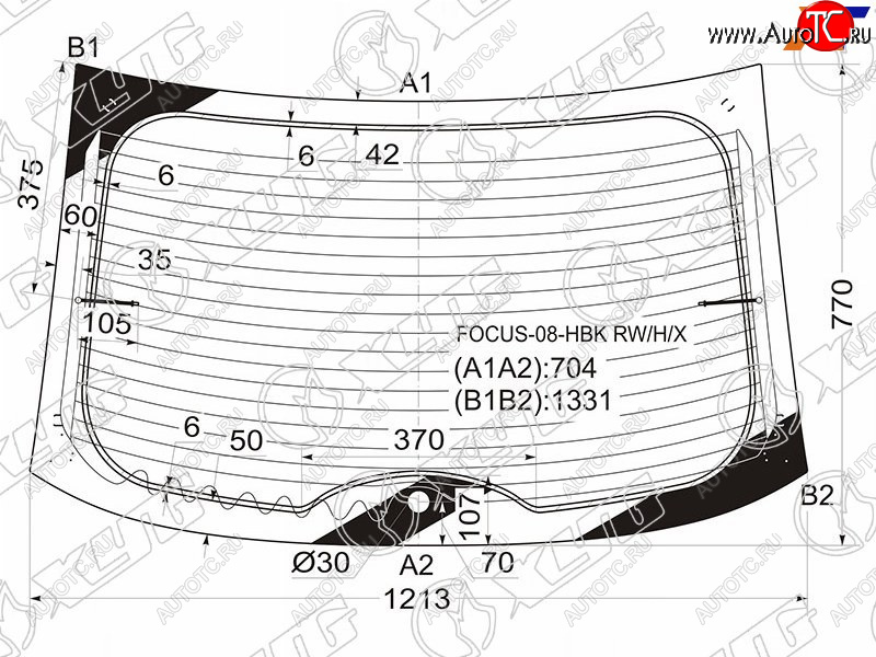 7 999 р. Стекло заднее (Цвет зеленый Обогрев 35D HBK) Ford Focus 07-11 XYG FOCUS-08-HBK RW/H/X  с доставкой в г. Майкоп