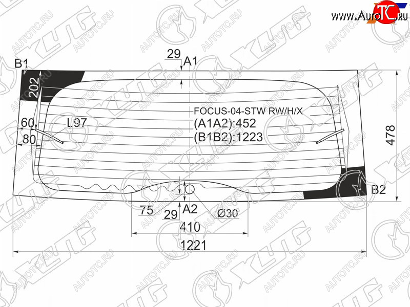 7 549 р. Стекло заднее (Цвет зеленый Обогрев) Ford Focus 04-11 XYG FOCUS-04-STW RW/H/X  с доставкой в г. Майкоп