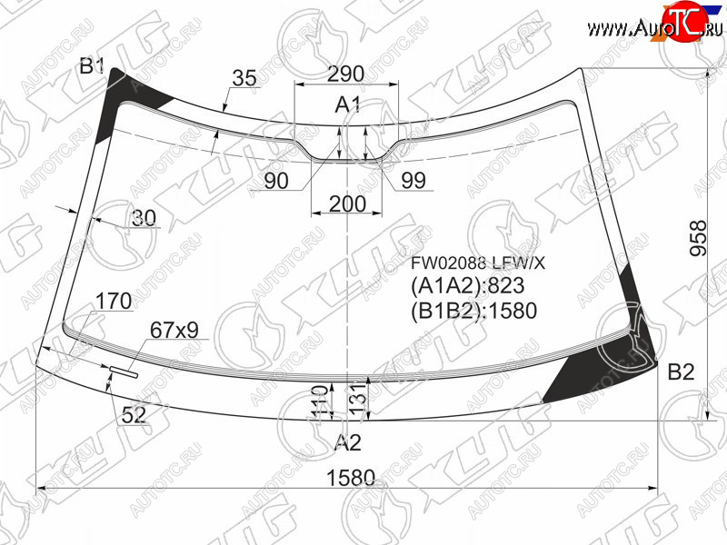 6 599 р. Стекло лобовое Saab 9-5 97-10 XYG FW02088 LFW/X  с доставкой в г. Майкоп