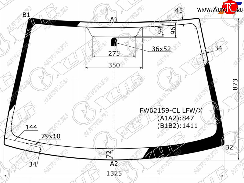 5 449 р. Стекло лобовое Toyota Vitz 99-05  Echo 99-05  Platz 99-05  Yaris 99-05 XYG FW02159-CL LFW/X  с доставкой в г. Майкоп