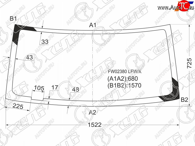 5 649 р. Стекло лобовое Honda Element 02-11 XYG FW02380 LFW/X  с доставкой в г. Майкоп