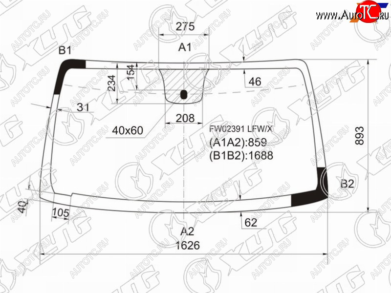 6 499 р. Стекло лобовое Infiniti QX56 04-10  Nissan Armada 03-16  Titan 03-15 XYG FW02391 LFW/X  с доставкой в г. Майкоп