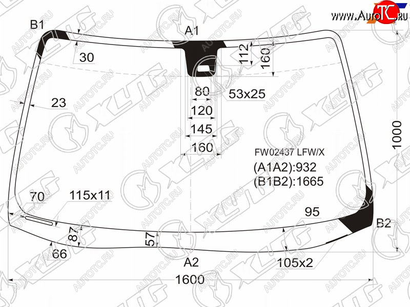 10 549 р. Стекло лобовое (Датчик дождя) Acura MDX 00-06  Honda MDX 03-06 XYG FW02437 LFW/X  с доставкой в г. Майкоп