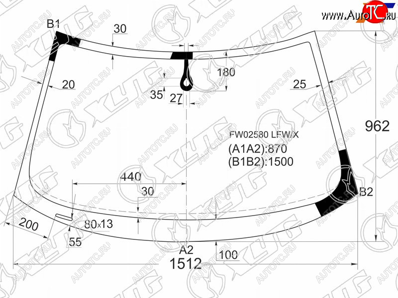 7 799 р. Стекло лобовое (Датчик дождя) Audi A3 03-13  S3 08-12 XYG FW02580 LFW/X  с доставкой в г. Майкоп