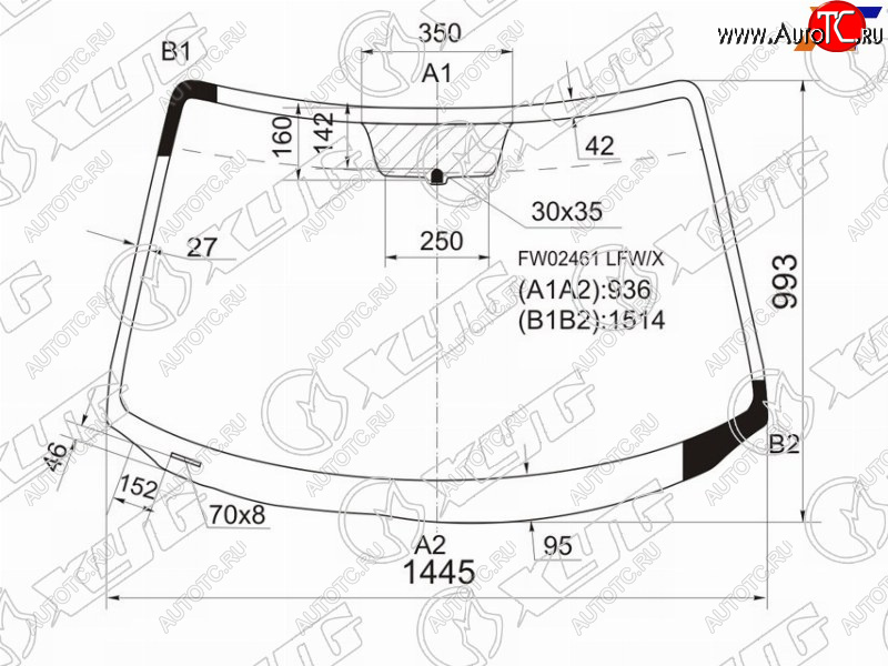6 399 р. Стекло лобовое Mazda 3 03-06 XYG FW02461 LFW/X  с доставкой в г. Майкоп