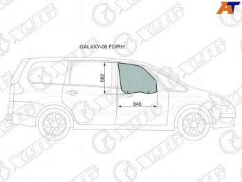 2 759 р. Стекло боковое опускное (Спереди Справа Цвет зеленый) Ford Galaxy 06-15 XYG GALAXY-06 FD/RH  с доставкой в г. Майкоп. Увеличить фотографию 1