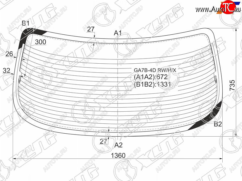 4 999 р. Стекло заднее (Цвет зеленый Обогрев 4D SED) Mazda 626 92-97  Cronos 91-95  Efini MS-6 91-94 XYG GA7B-4D RW/H/X  с доставкой в г. Майкоп