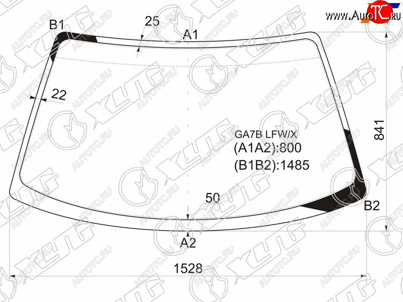 5 249 р. Стекло лобовое Ford Telstar 94-97  Mazda 626 92-97  Cronos 91-95  Efini MS-6 91-94 XYG GA7B LFW/X  с доставкой в г. Майкоп