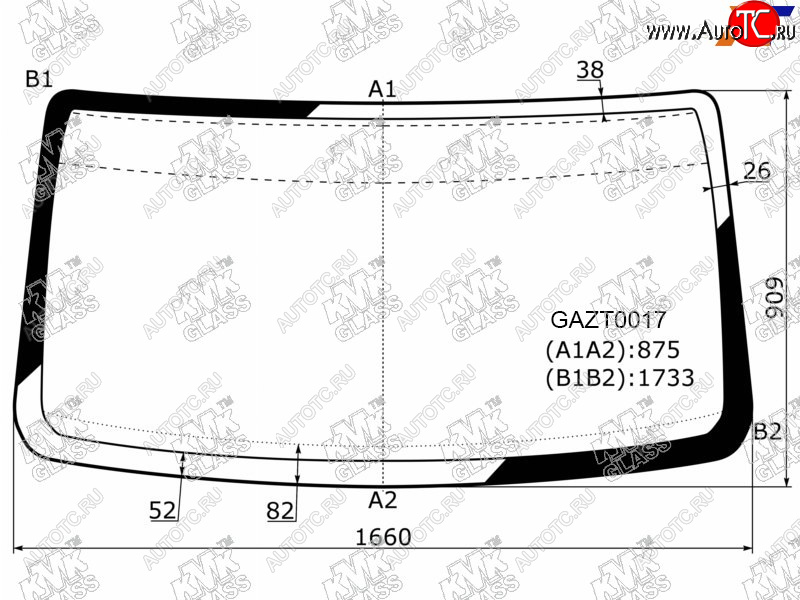 5 699 р. Стекло лобовое ГАЗ Баргузин 96-  Валдай 96-  Газель 96-  Соболь 96-                               KMK GAZT0017  с доставкой в г. Майкоп