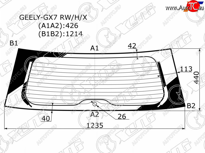 9 549 р. Стекло заднее (Цвет зеленый Обогрев) Geely Emgrand X7 13- XYG GEELY-GX7 RW/H/X  с доставкой в г. Майкоп
