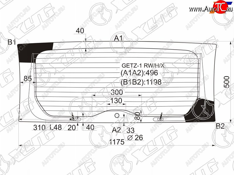 7 549 р. Стекло заднее (Цвет зеленый Обогрев) Hyundai Getz 02-11  Click 02-11 XYG GETZ-1 RW/H/X  с доставкой в г. Майкоп