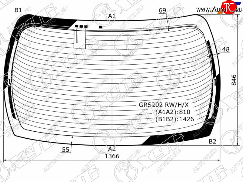 12 799 р. Стекло заднее (Цвет зеленый Обогрев Антенна) Toyota Crown 08-12 XYG GRS202 RW/H/X  с доставкой в г. Майкоп