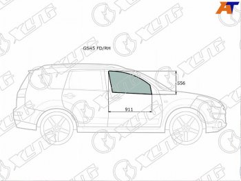 2 789 р. Стекло боковое опускное (Спереди Справа Цвет зеленый) Mitsubishi Outlander 05-12  Citroen C-Cross XYG GS45 FD/RH  с доставкой в г. Майкоп. Увеличить фотографию 1