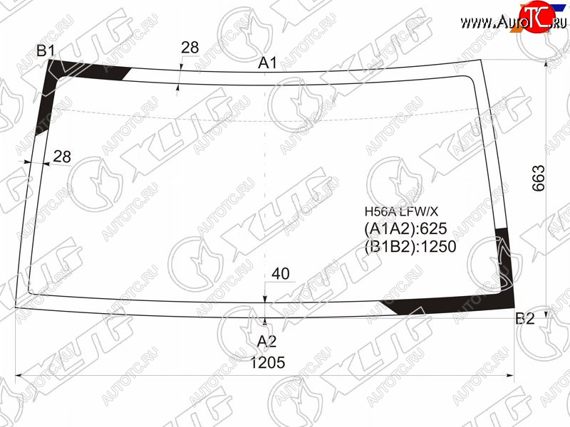 4 399 р. Стекло лобовое Mitsubishi Pajero Junior 95-98  Pajero Mini 94-12  Nissan Kix 08-12 XYG H56A LFW/X  с доставкой в г. Майкоп