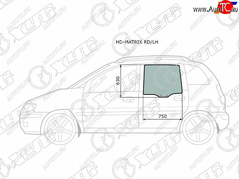 2 789 р. Стекло боковое опускное (Сзади Слева Цвет зеленый) Hyundai Lavita 01-07  Matrix 01-10             XYG HD-MATRIX RD/LH  с доставкой в г. Майкоп