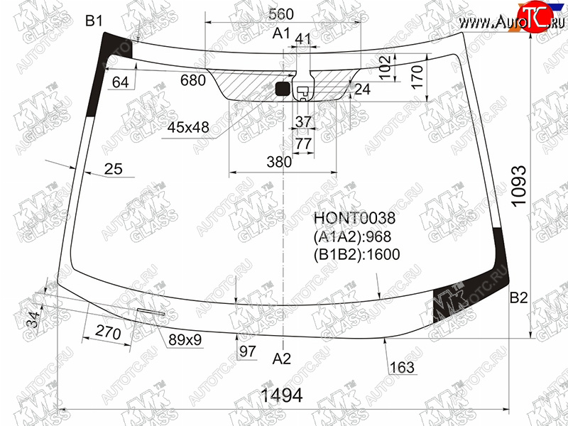 4 799 р. Стекло лобовое + дд HONDA CR-V 06-12                                                                 KMK HONT0038  с доставкой в г. Майкоп