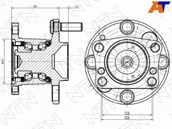 Ступичный узел задн. MAZDA DEMIO DE3FS, DE3AS, DE5FS 07-                                             NTN HUB350T-2