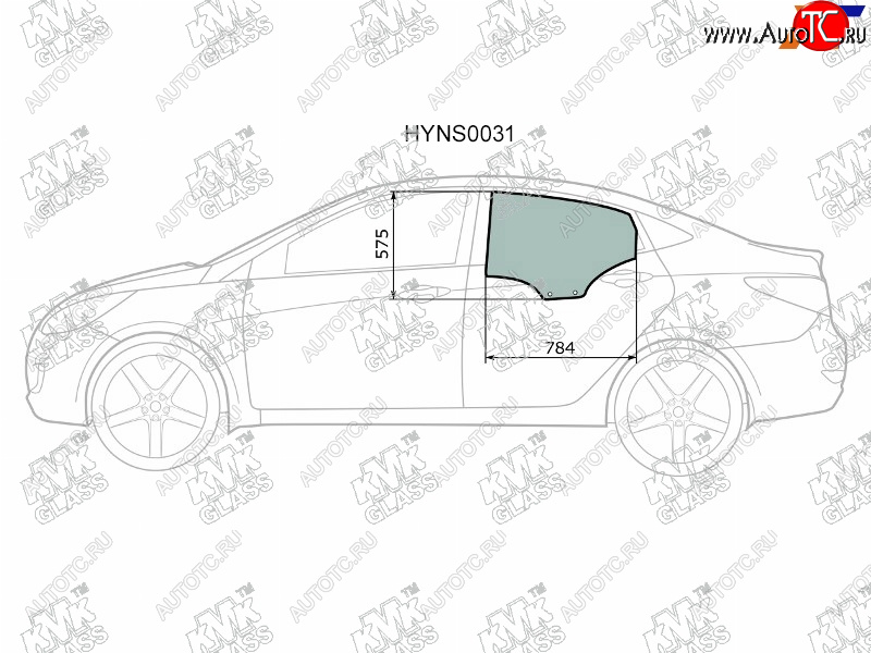 2 199 р. Стекло боковое опускное (Сзади Слева Цвет зеленый) Hyundai Solaris 10-17  Accent 11-17            KMK HYNS0031  с доставкой в г. Майкоп