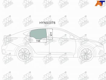 2 569 р. Стекло боковое опускное (Сзади Справа Цвет зеленый) Hyundai Solaris 17-20  Accent 17-22           KMK HYNS0078  с доставкой в г. Майкоп. Увеличить фотографию 1