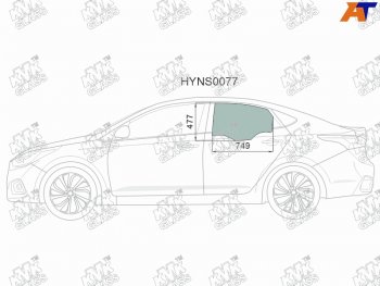 2 569 р. Стекло боковое опускное (Сзади Слева Цвет зеленый) Hyundai Solaris 17-20  Accent 17-22            KMK HYNS0077  с доставкой в г. Майкоп. Увеличить фотографию 1