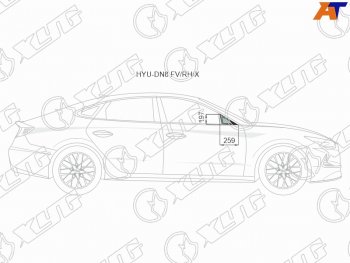 1 299 р. Стекло форточки (Спереди Справа Цвет зеленый) Hyundai Sonata 19-23 XYG HYU-DN8 FV/RH/X  с доставкой в г. Майкоп. Увеличить фотографию 1