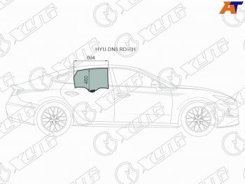 3 399 р. Стекло боковое опускное (Сзади Справа Цвет зеленый Крепления) Hyundai Sonata 19- XYG HYU-DN8 RD/RH  с доставкой в г. Майкоп. Увеличить фотографию 1