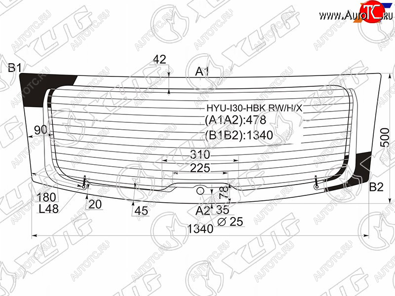 12 449 р. Стекло заднее (Цвет зеленый Обогрев) Hyundai i30 07-12 XYG HYU-I30-HBK RW/H/X  с доставкой в г. Майкоп