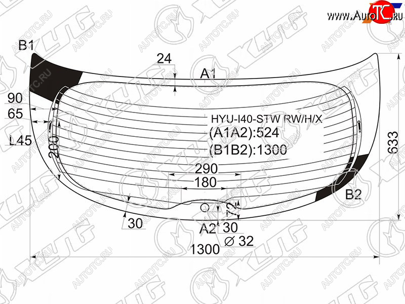 14 999 р. Стекло заднее (Цвет зеленый Обогрев 5D WGN) Hyundai i40 11-17 XYG HYU-I40-STW RW/H/X  с доставкой в г. Майкоп