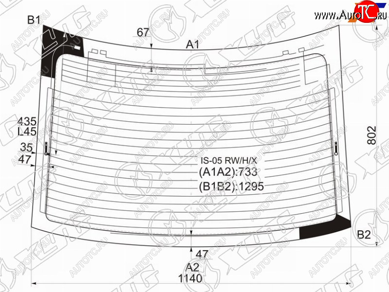10 999 р. Стекло заднее (Цвет зеленый Обогрев Антенна 4D SED) Lexus IS 05-16  IS F 07-14 XYG IS-05 RW/H/X  с доставкой в г. Майкоп