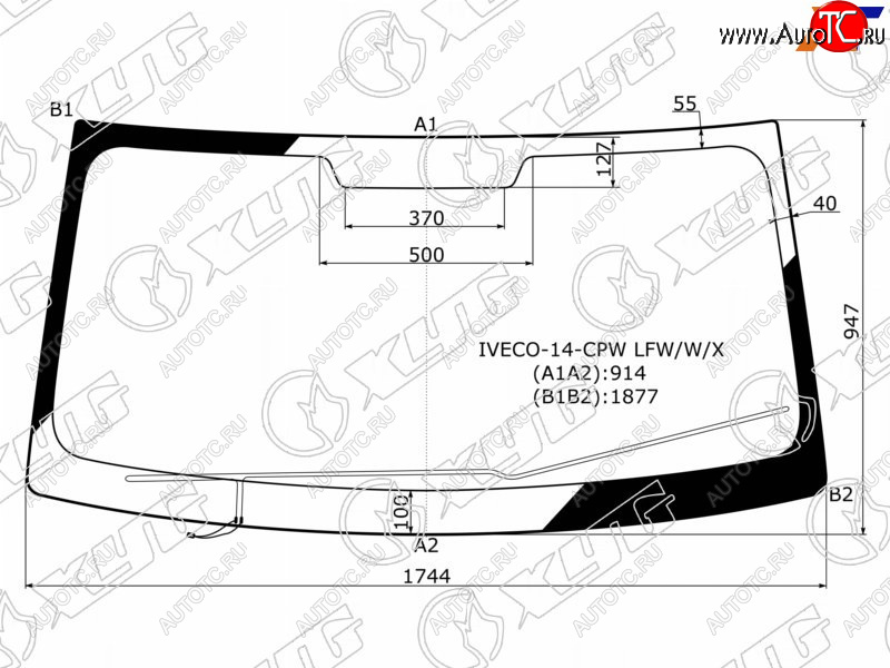 11 299 р. Стекло лобовое (Обогрев щеток) Iveco Daily 14- XYG IVECO-14-CPW LFW/W/X  с доставкой в г. Майкоп