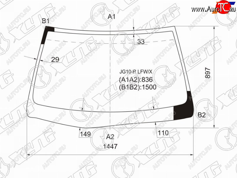 7 999 р. Стекло лобовое TOYOTA BREVIS 01-07 XYG JG10-R LFW/X  с доставкой в г. Майкоп