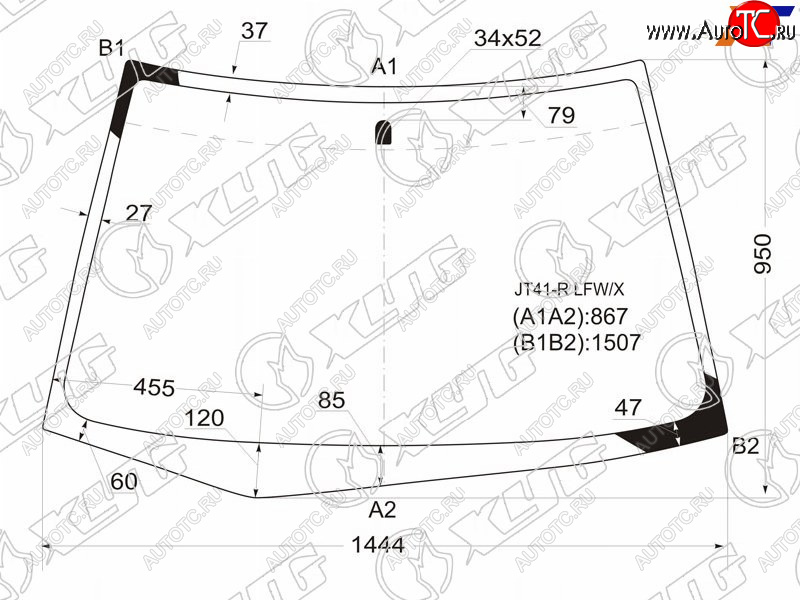 5 999 р. Стекло лобовое Mitsubishi Lancer 02-10  Lancer Cedia 00-03  Lancer Evolution 01-08 XYG JT41-R LFW/X  с доставкой в г. Майкоп