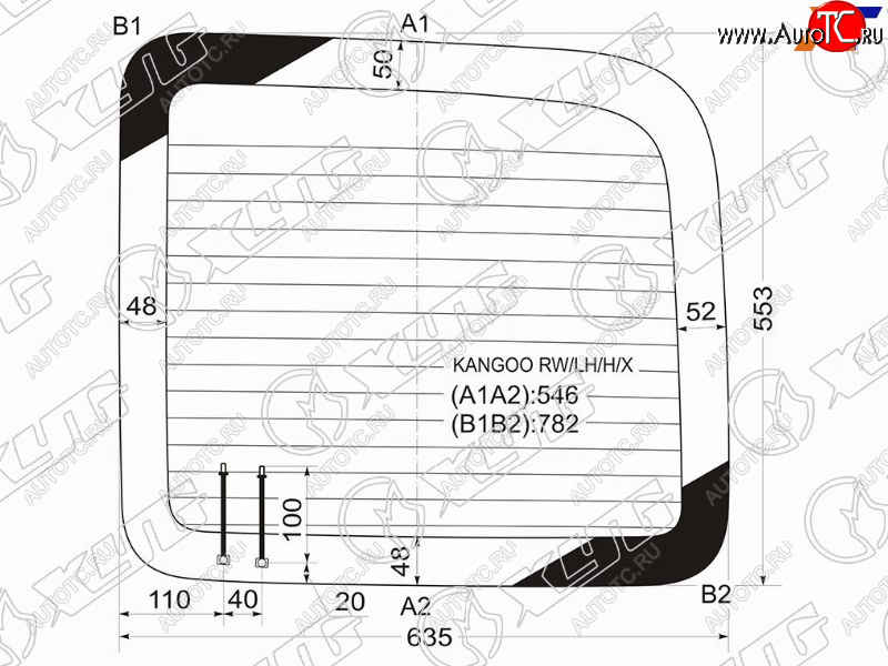 5 749 р. Стекло заднее (Цвет зеленый Обогрев) Renault Kangoo 97-07 XYG KANGOO RW/LH/H/X  с доставкой в г. Майкоп